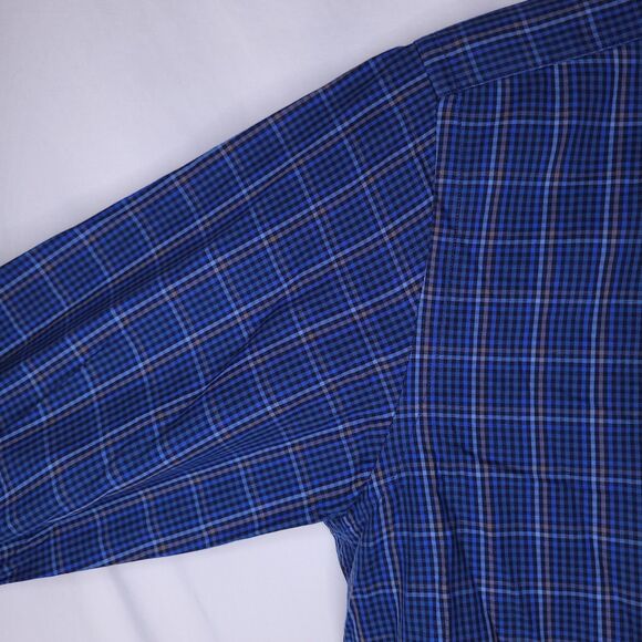 Robert Talbott Shirt Mens Medium Plaid Blue Cotton Tailored - Picture 3 of 12